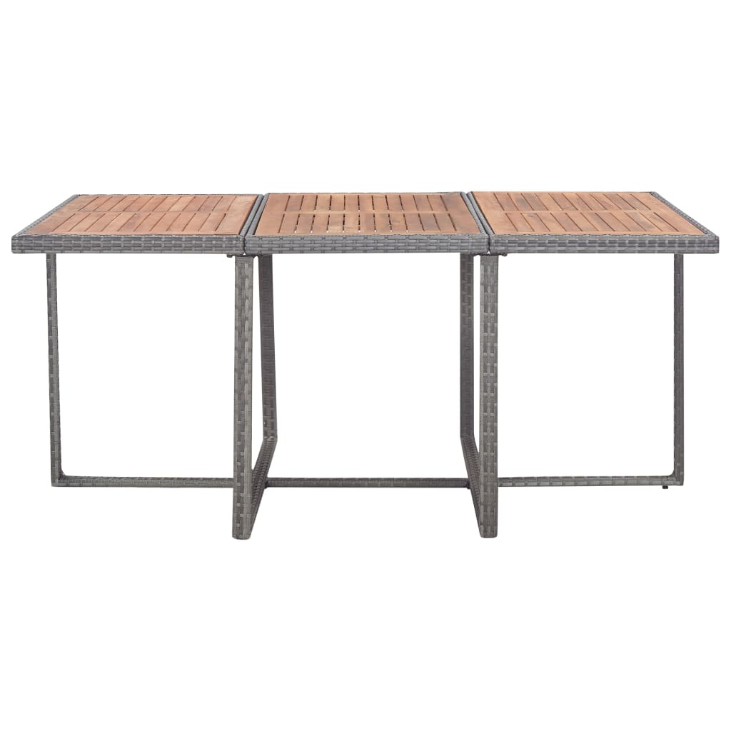 Salon de jardin 11 pcs Résine tressée bois d'acacia Anthracite - XIOS