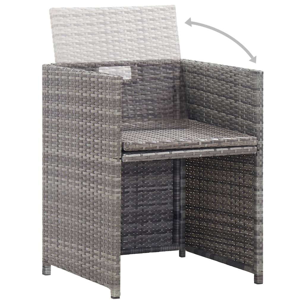 Salon de jardin 11 pcs Résine tressée bois d'acacia Anthracite - XIOS