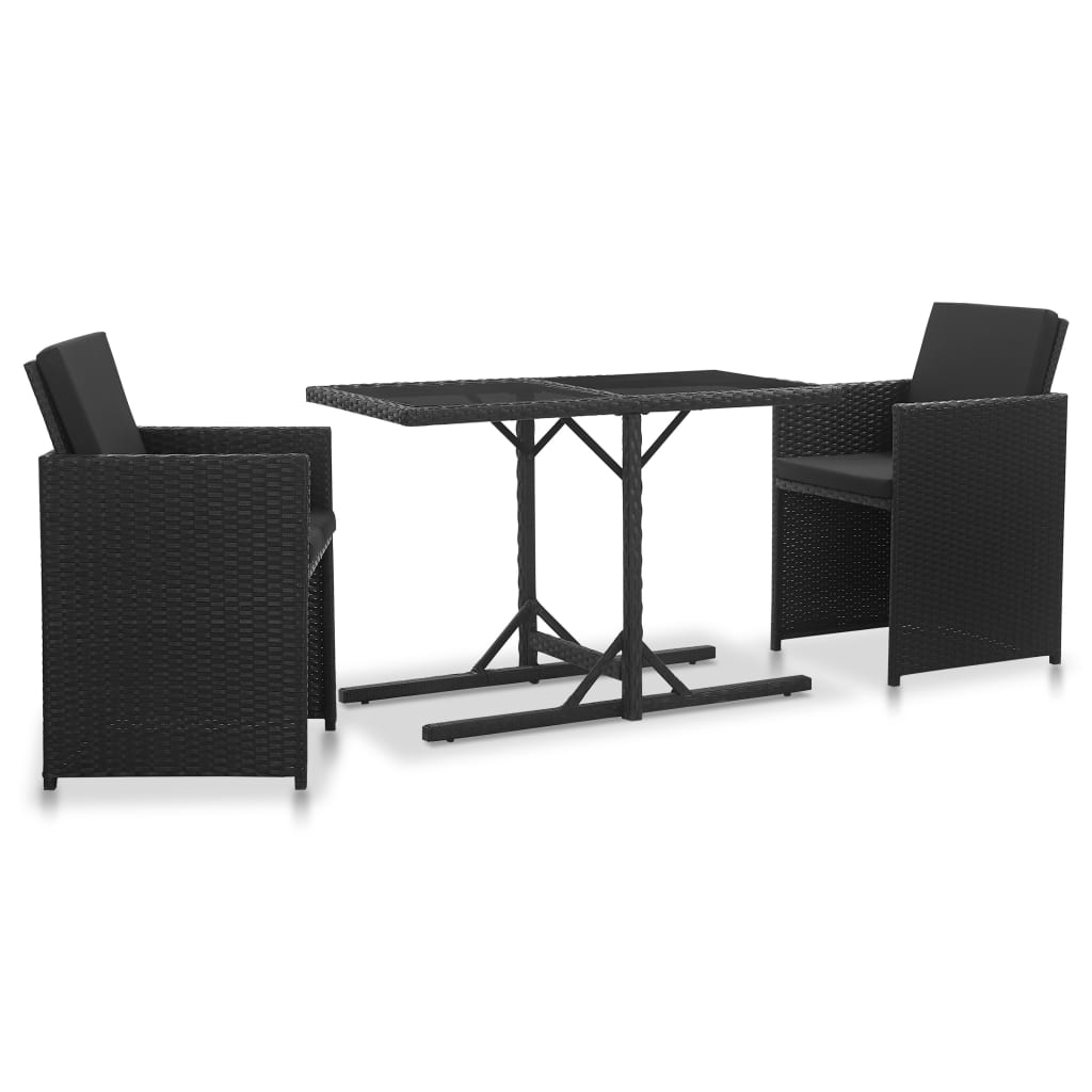 Salon de jardin 3 pcs avec coussins Résine tressée Noir - XIOS