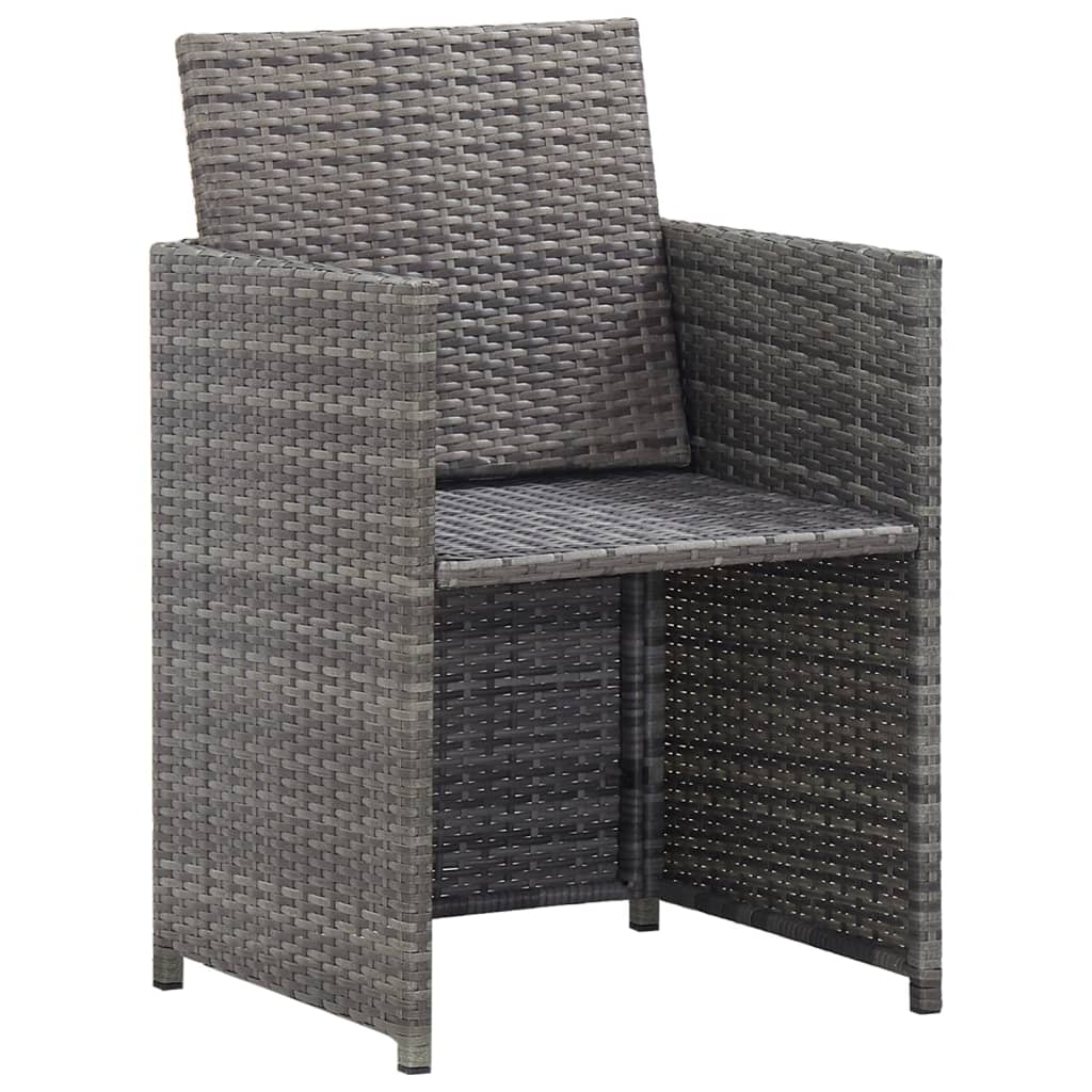 Mobilier à dîner extérieur 13pcs coussins Poly rotin Anthracite