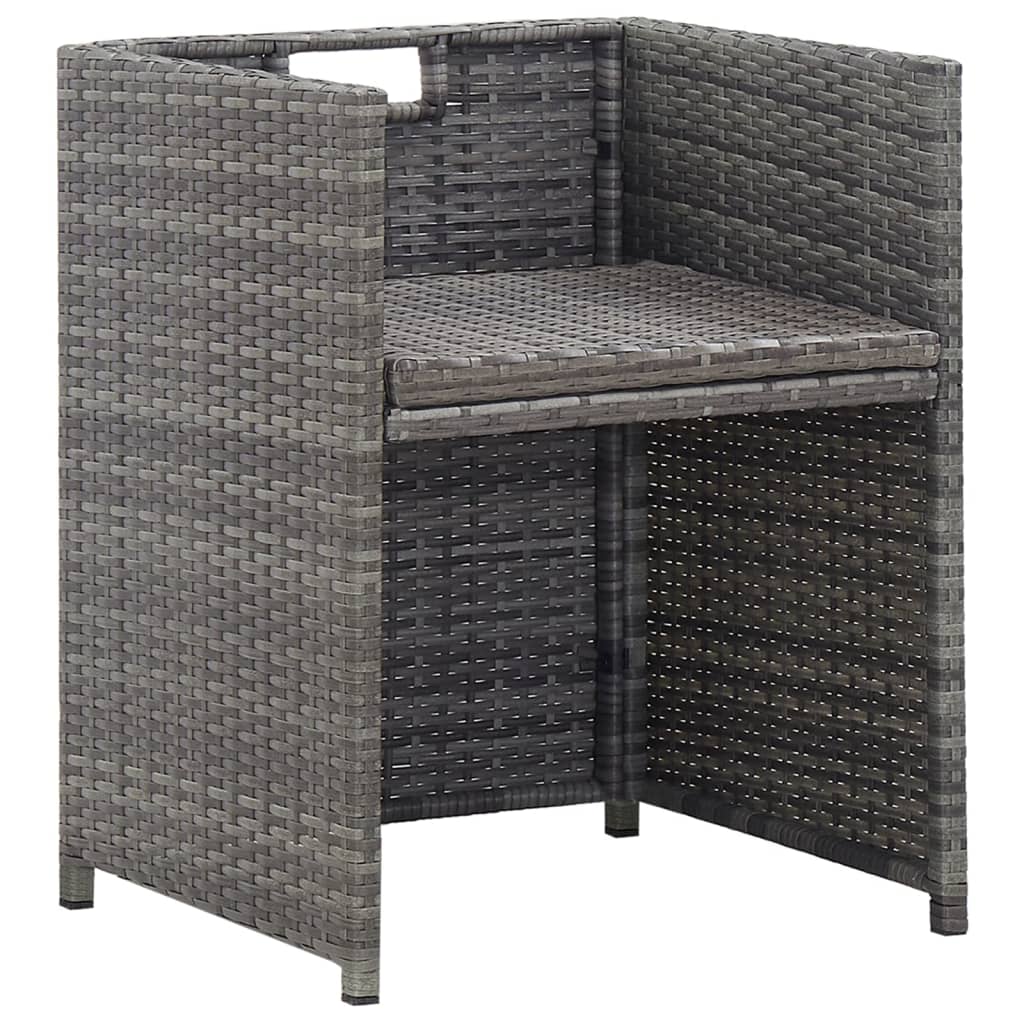Mobilier à dîner extérieur 13pcs coussins Poly rotin Anthracite