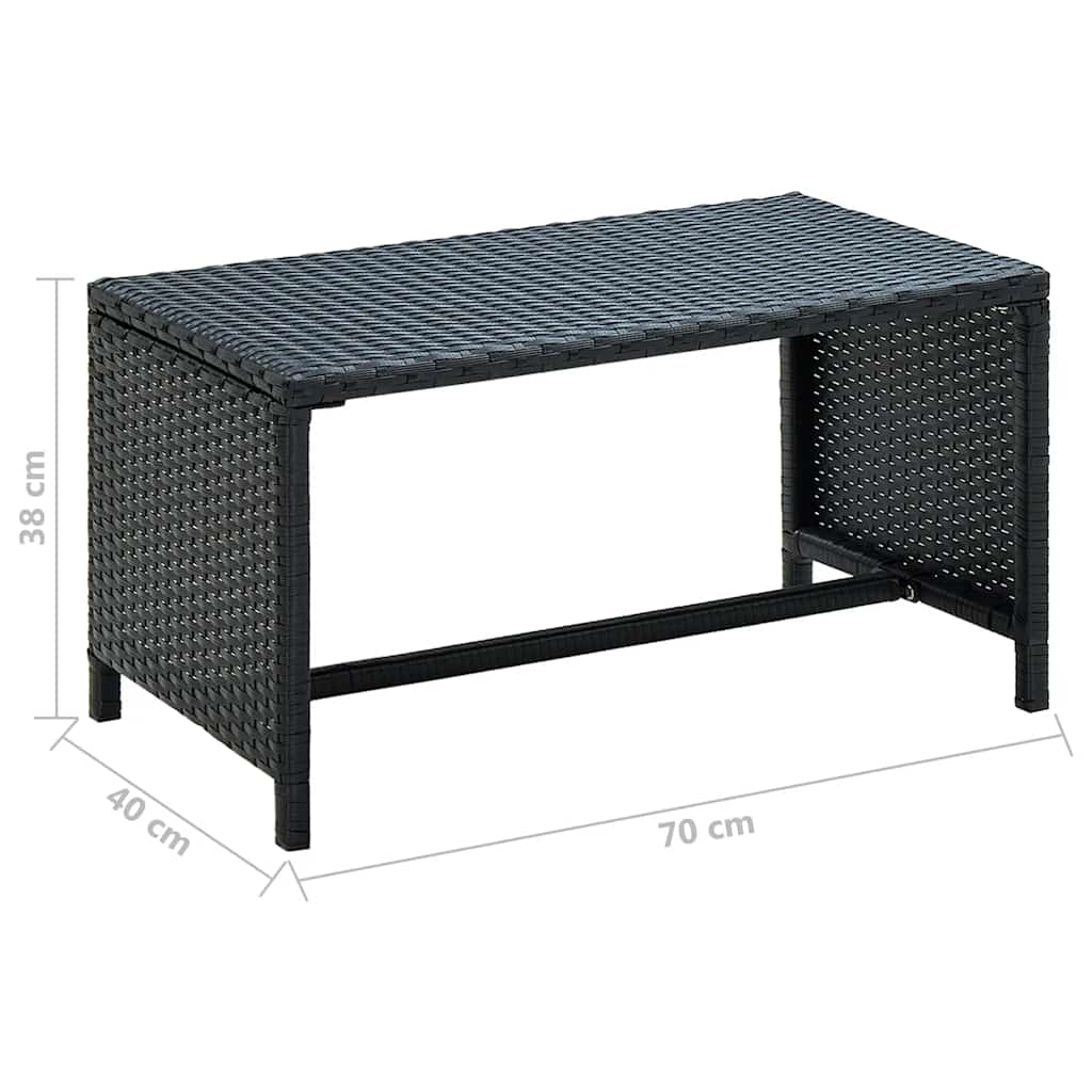 Table basse Noir 70x40x38 cm Résine tressée - XIOS