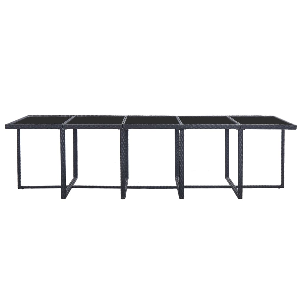 Ensemble à manger d'extérieur 15 pcs avec coussins rotin Noir - XIOS