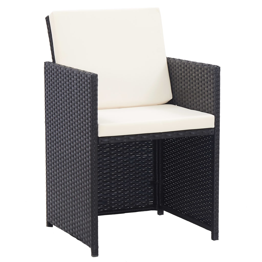 Ensemble à manger d'extérieur 15 pcs avec coussins rotin Noir - XIOS