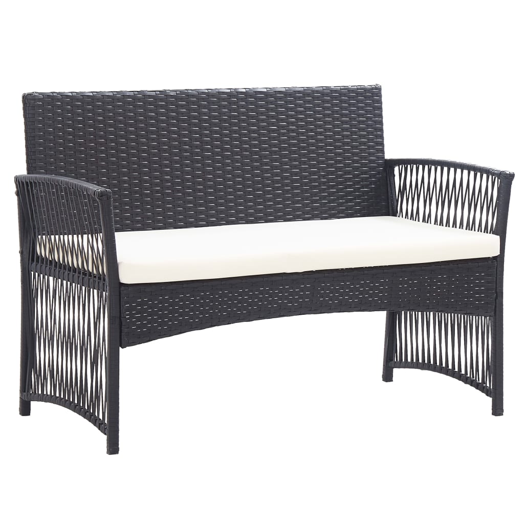 Salon de jardin 4 pcs avec coussin Résine tressée Noir - XIOS