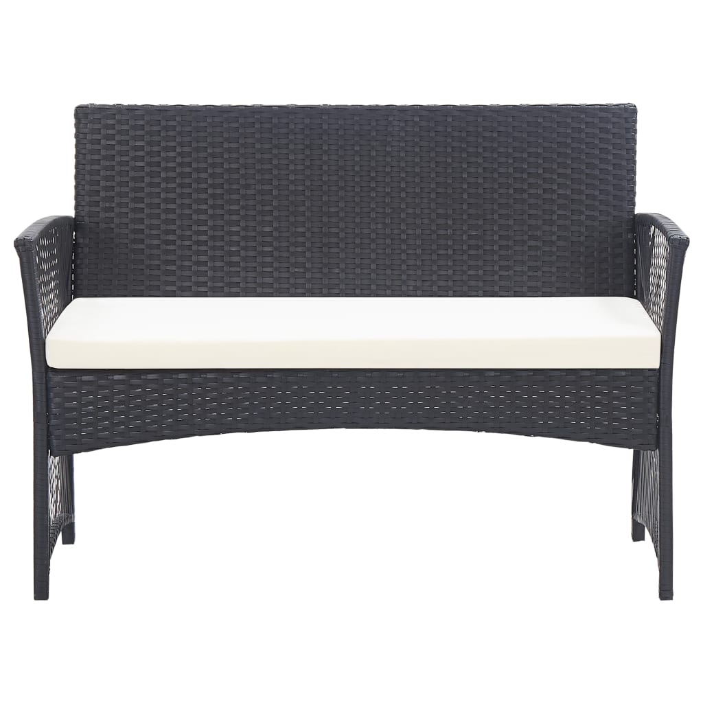 Salon de jardin 4 pcs avec coussin Résine tressée Noir - XIOS