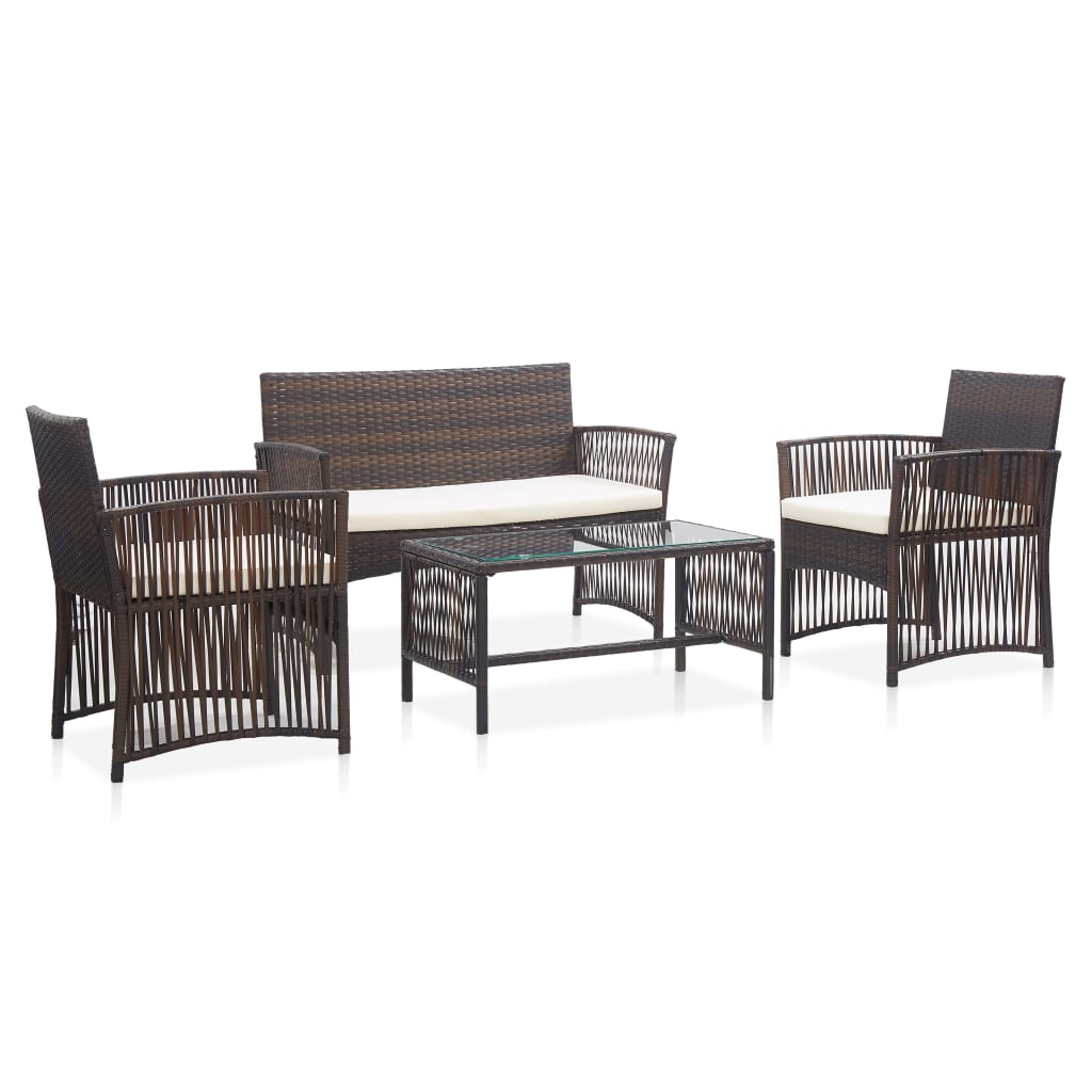 Salon de jardin 4 pcs avec coussin Résine tressée Marron - XIOS