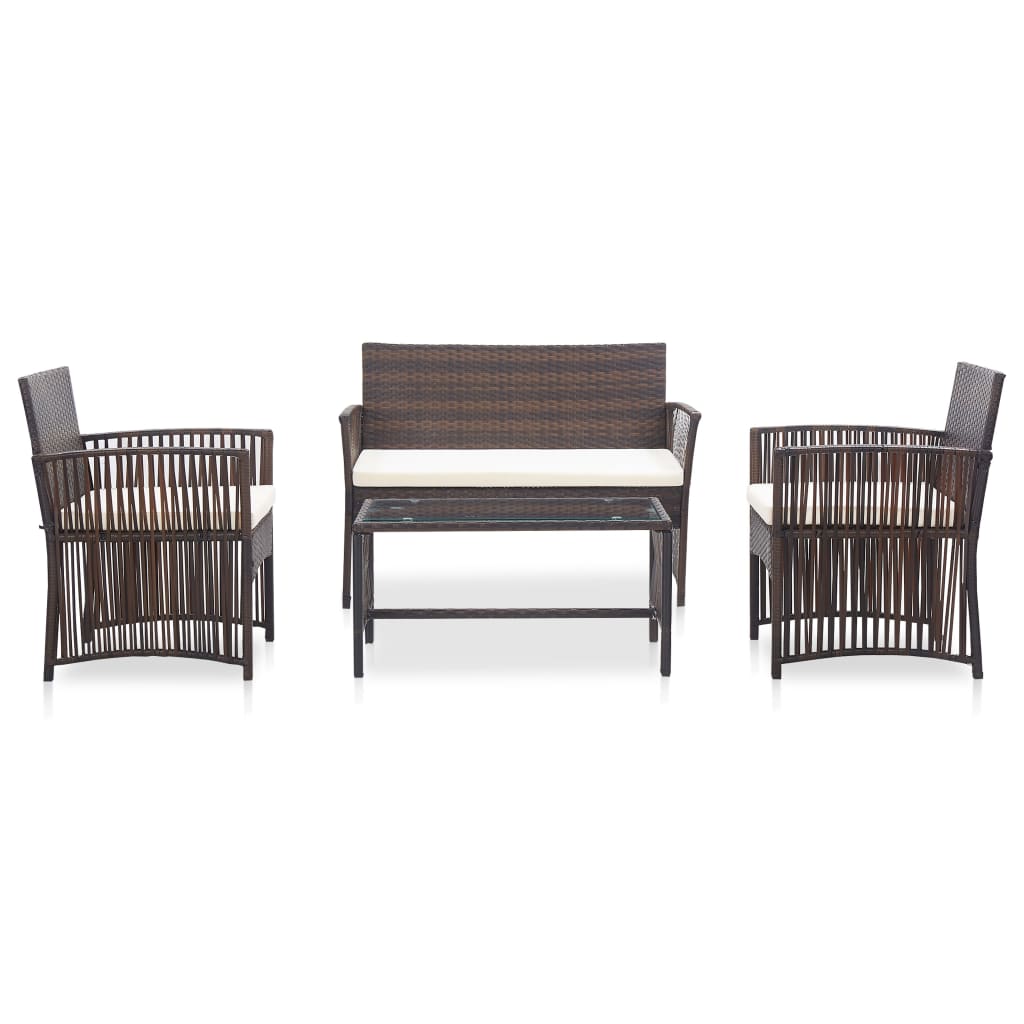 Salon de jardin 4 pcs avec coussin Résine tressée Marron - XIOS