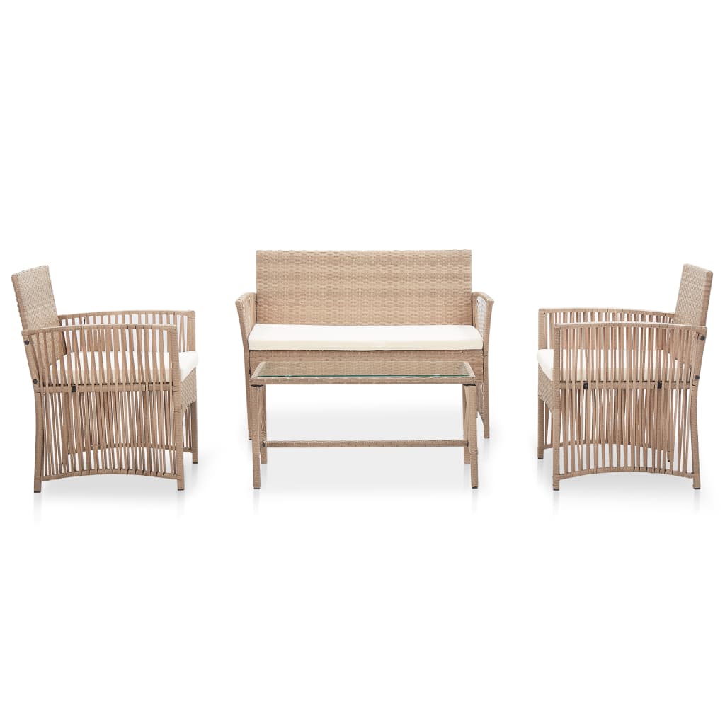 Salon de jardin 4 pcs avec coussins Résine tressée Beige - XIOS