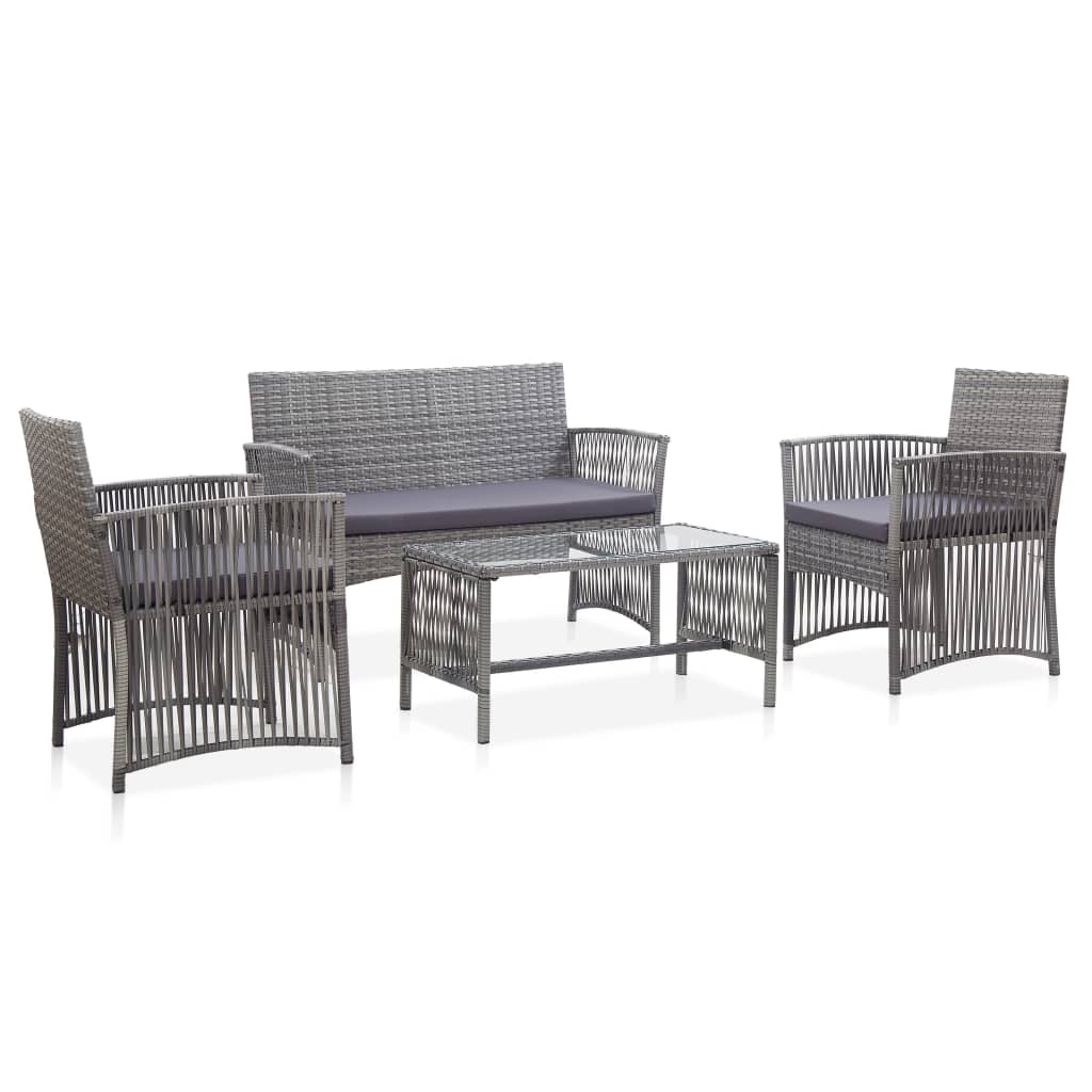 Salon de jardin 4 pcs avec coussin Résine tressée Anthracite - XIOS