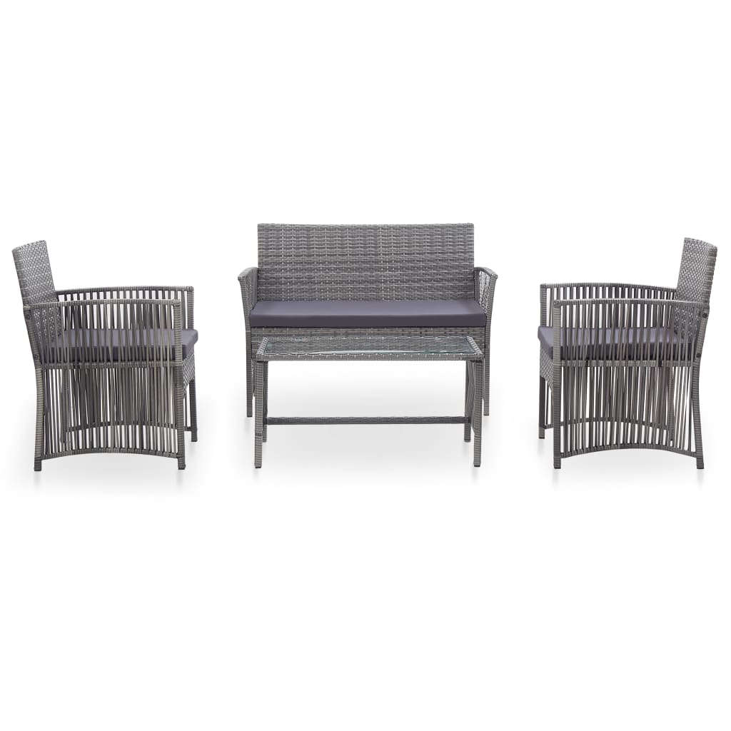 Salon de jardin 4 pcs avec coussin Résine tressée Anthracite - XIOS