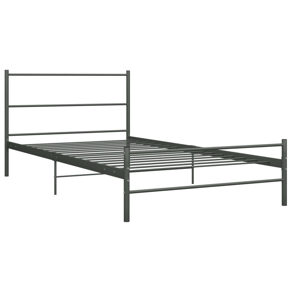 Cadre de lit sans matelas gris métal 100x200 cm - XIOS