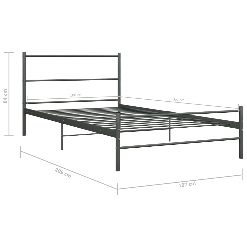 Cadre de lit sans matelas gris métal 100x200 cm - XIOS