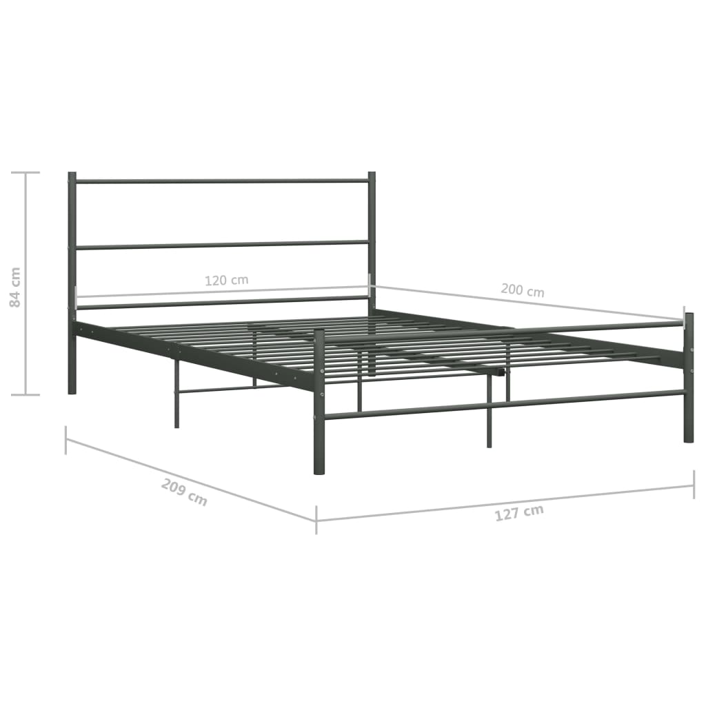 Cadre de lit sans matelas gris métal 120x200 cm - XIOS