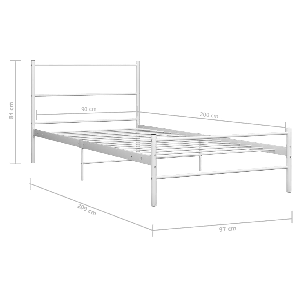 Cadre de lit sans matelas blanc métal 90x200 cm - XIOS