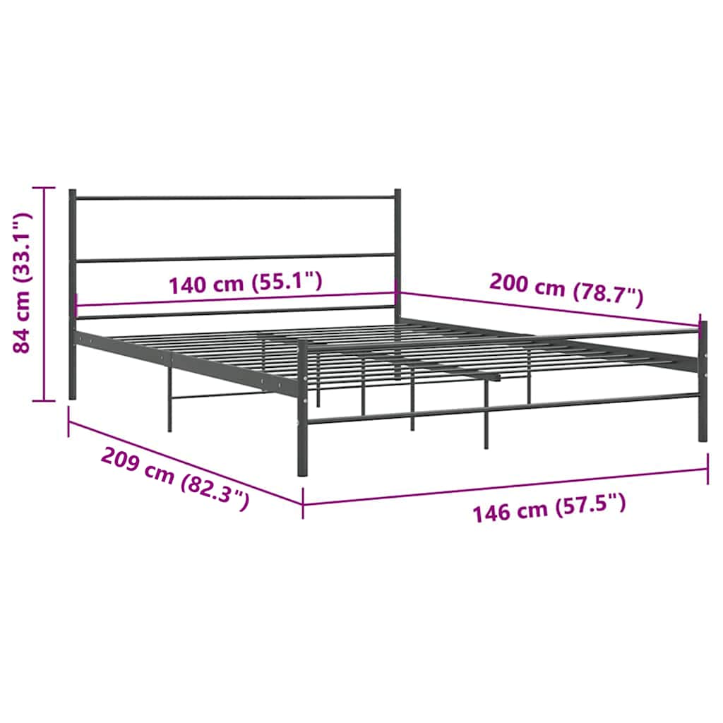 Cadre de lit sans matelas gris métal 140x200 cm - XIOS