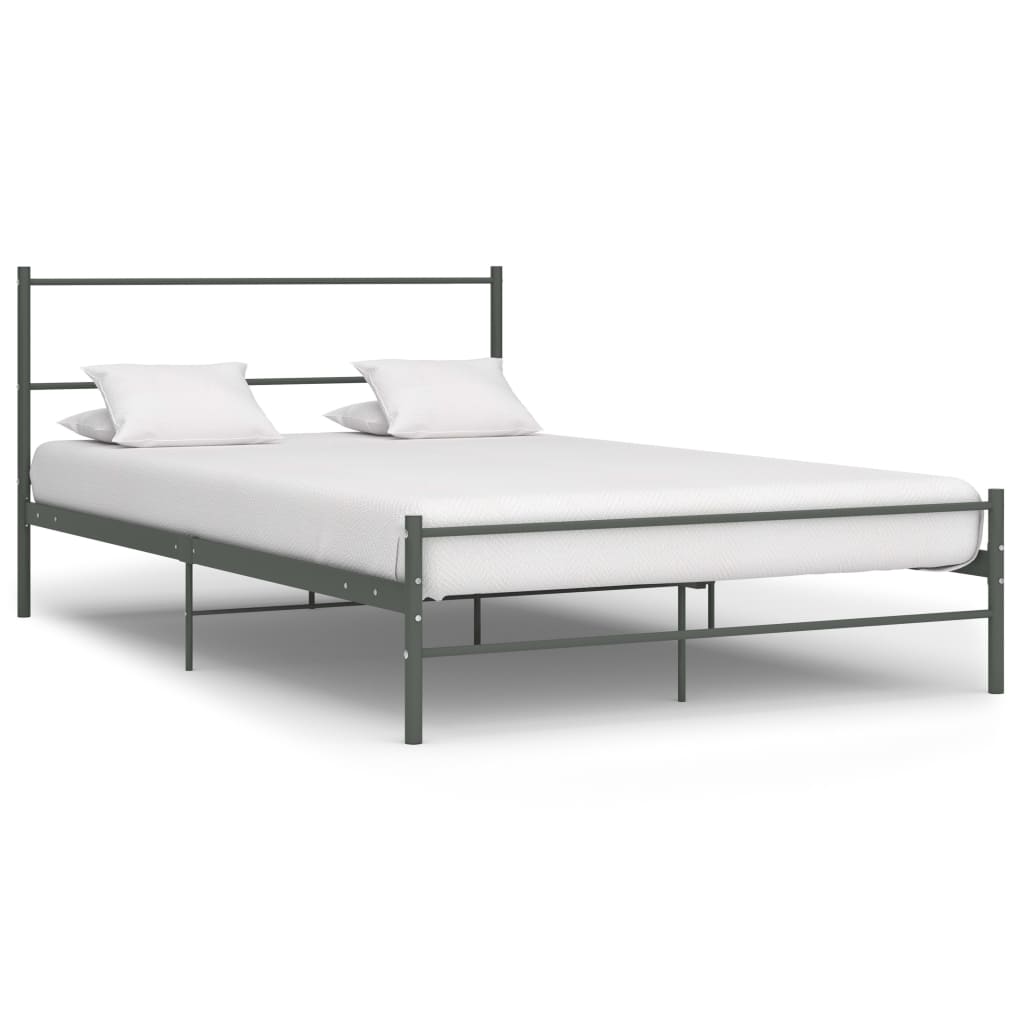 Cadre de lit avec tête de lit sans matelas gris 160x200cm métal - XIOS