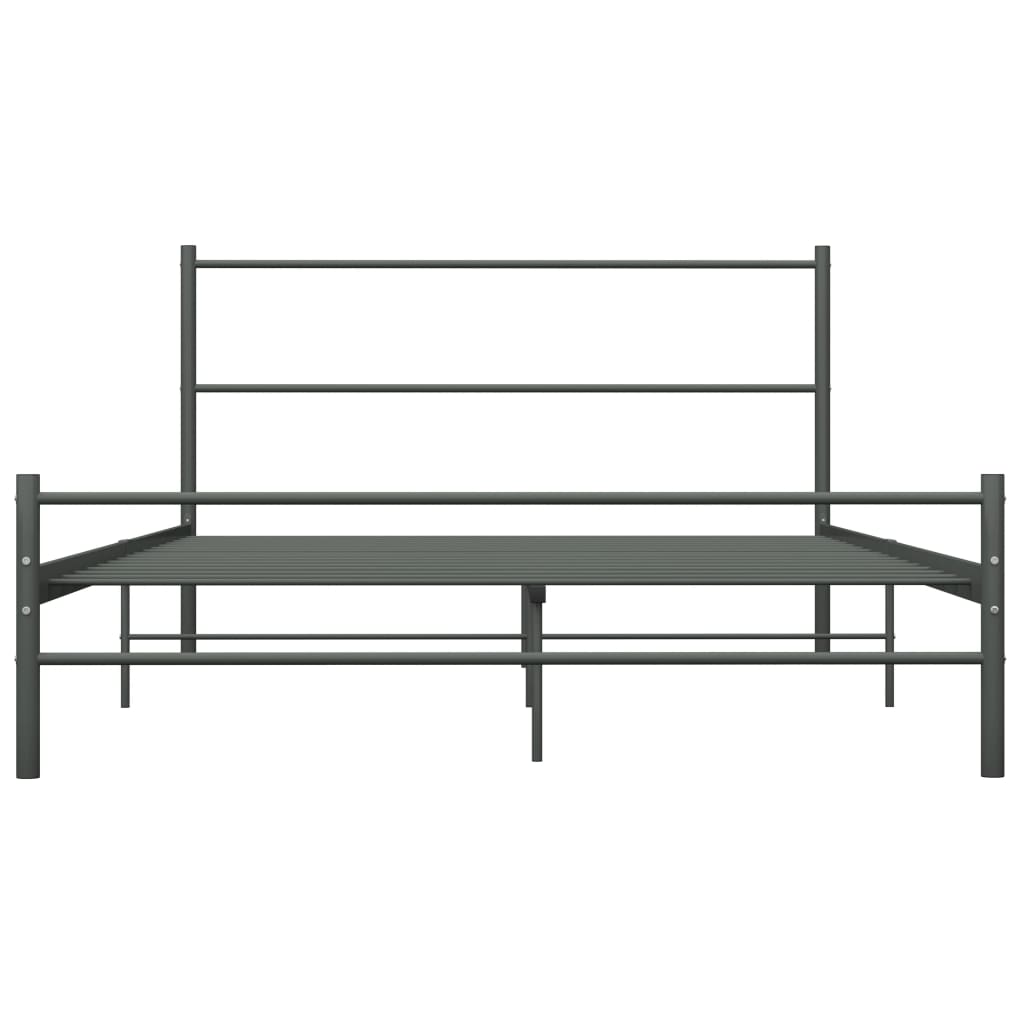 Cadre de lit avec tête de lit sans matelas gris 160x200cm métal - XIOS