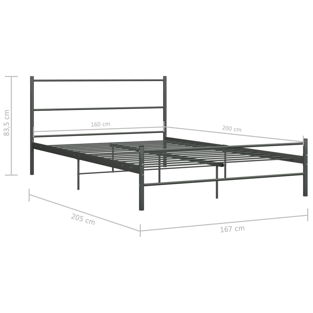 Cadre de lit avec tête de lit sans matelas gris 160x200cm métal - XIOS