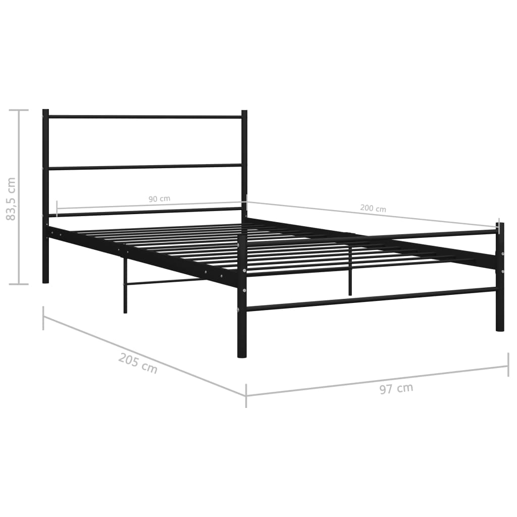 Cadre de lit sans matelas noir métal 90x200 cm - XIOS