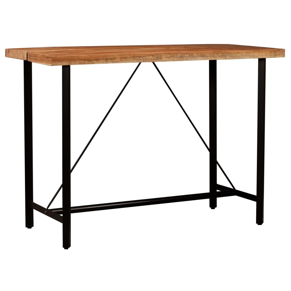 Ensemble de bar 7 pcs Bois solide et cuir véritable - XIOS