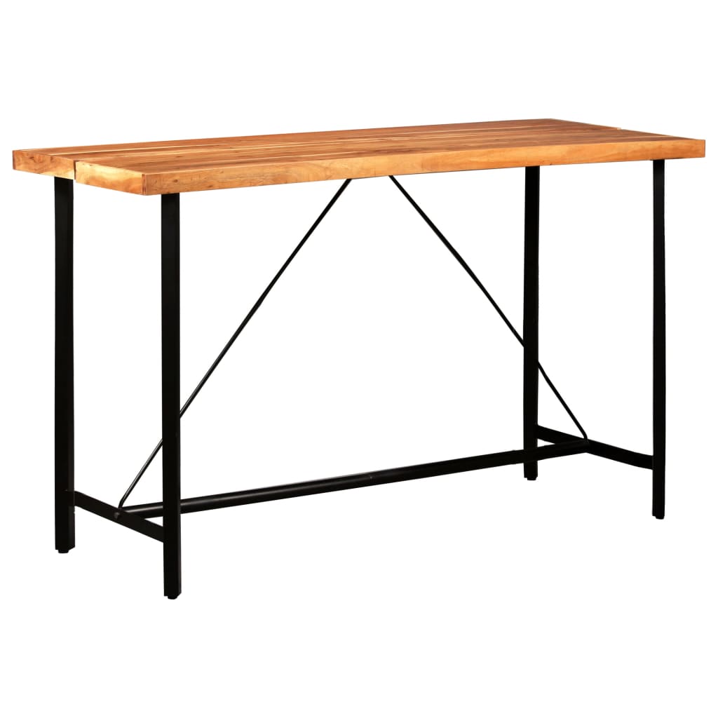 Ensemble de bar 7 pcs Bois d'acacia solide et cuir véritable - XIOS