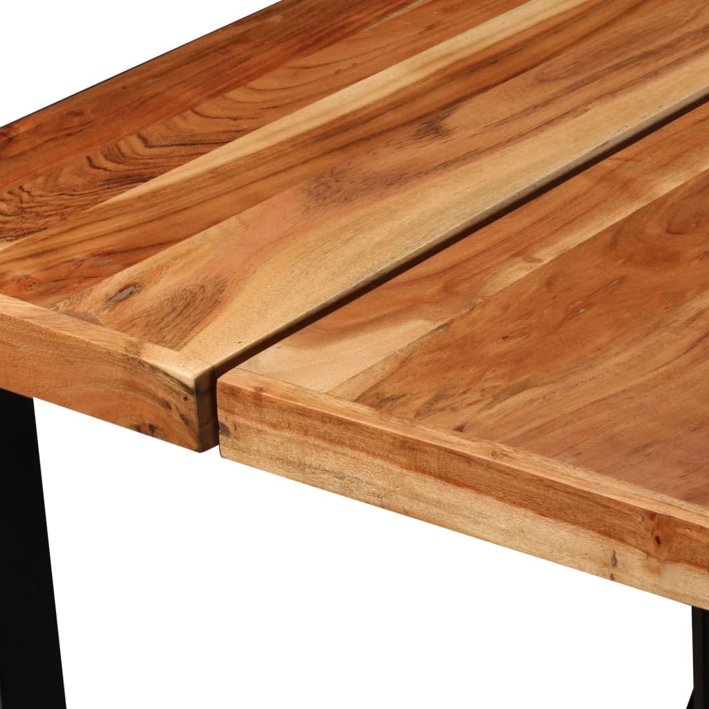 Ensemble de bar 7 pcs Bois d'acacia solide et cuir véritable - XIOS
