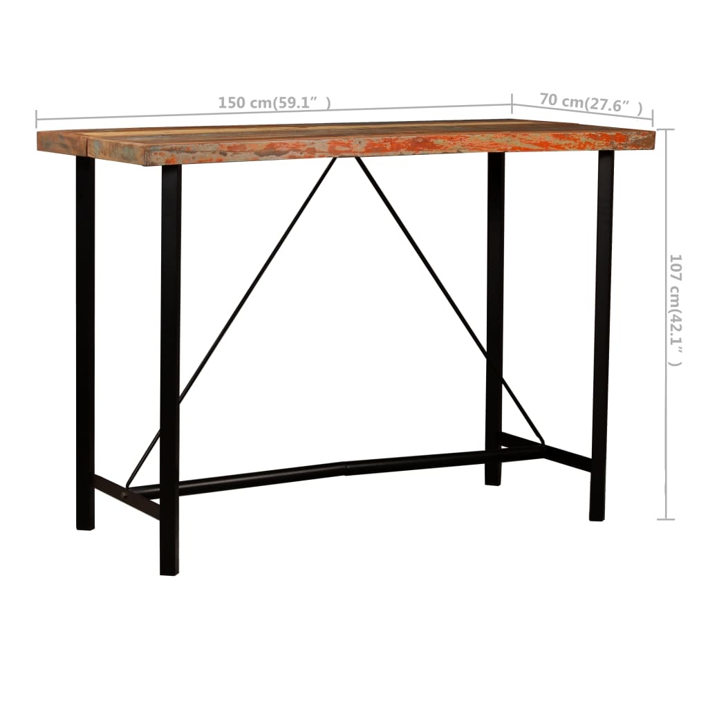Ensemble de bar 7 pcs Bois de récupération et cuir véritable - XIOS