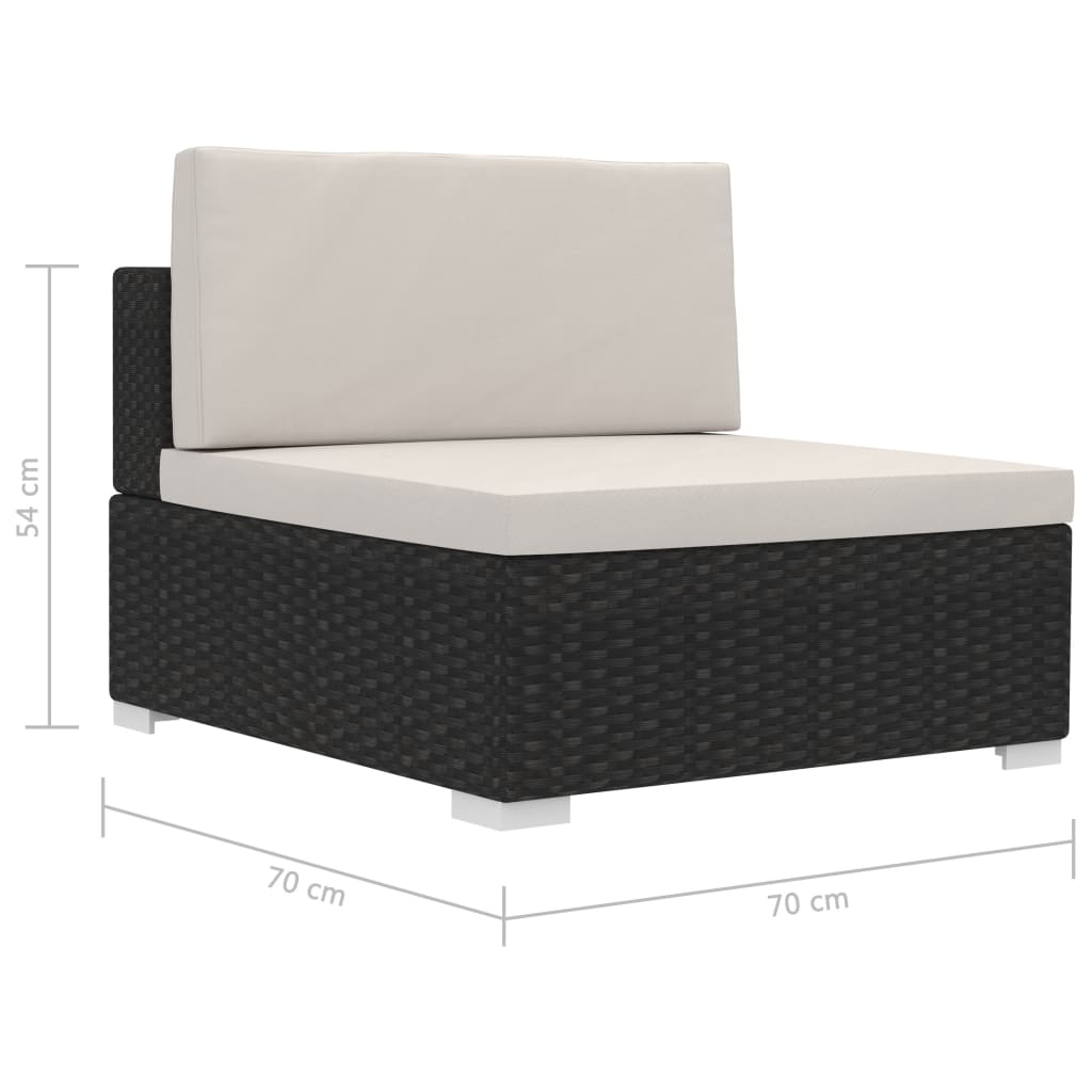 Salon de jardin 3 pcs avec coussins résine tressée noir - XIOS