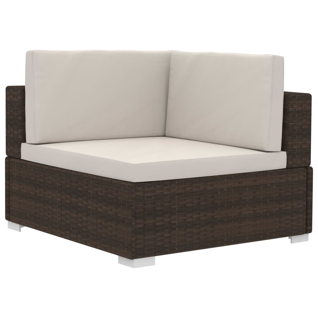 Salon de jardin 3 pcs avec coussins Résine tressée Marron - XIOS