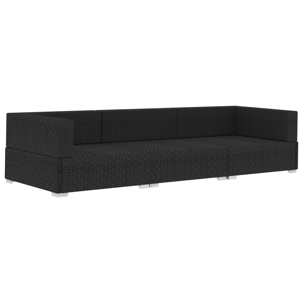 Salon de jardin 3 pcs avec coussins résine tressée noir - XIOS