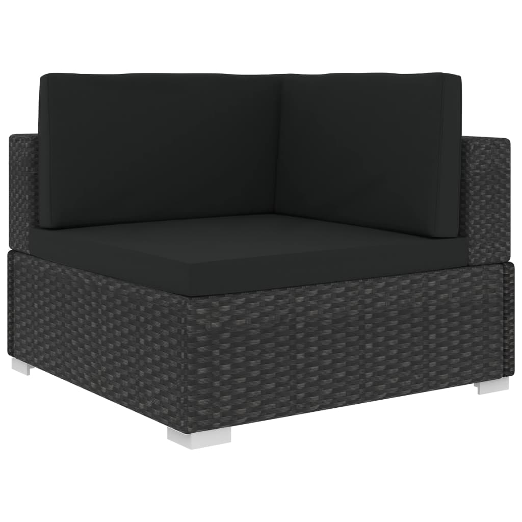 Salon de jardin 3 pcs avec coussins résine tressée noir - XIOS