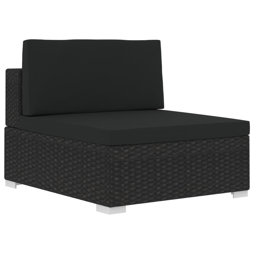 Salon de jardin 3 pcs avec coussins résine tressée noir - XIOS