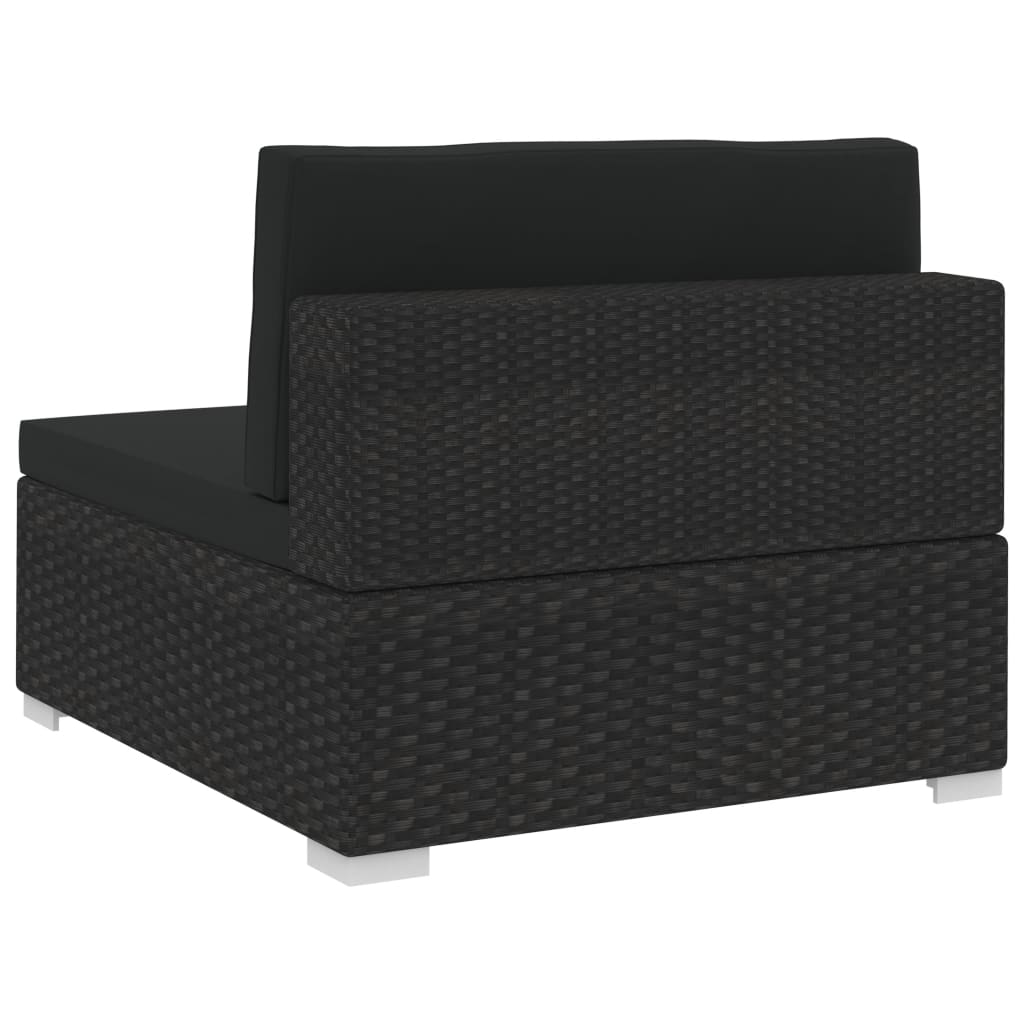 Salon de jardin 3 pcs avec coussins résine tressée noir - XIOS
