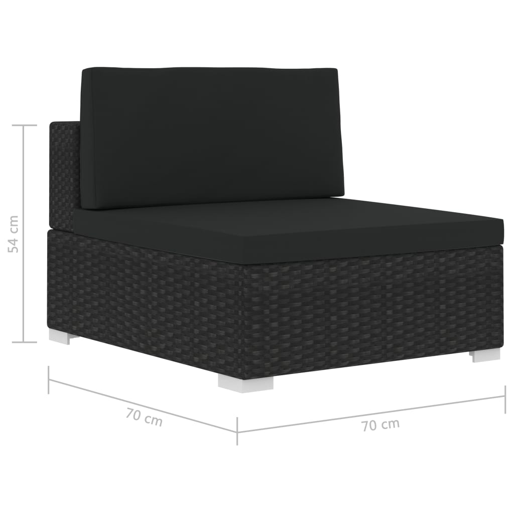 Salon de jardin 3 pcs avec coussins résine tressée noir - XIOS