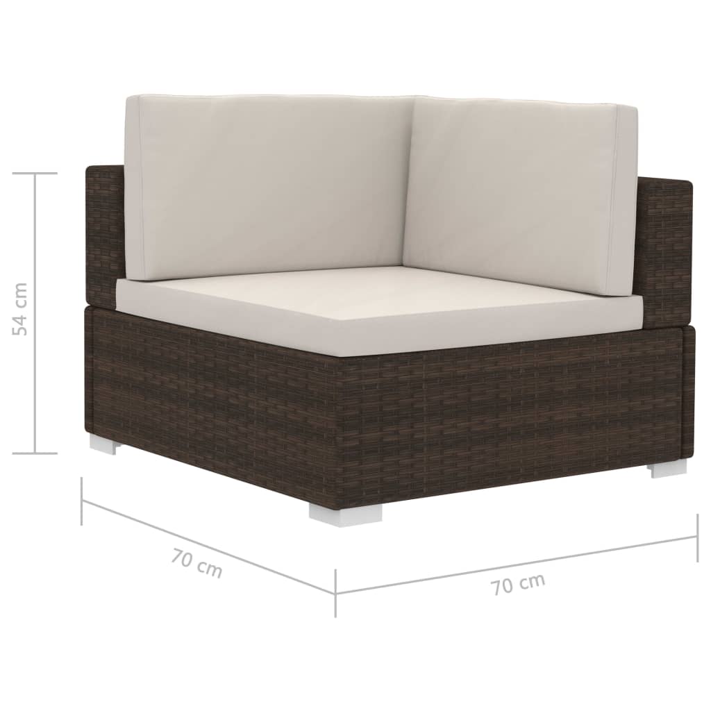 Salon de jardin 4 pcs avec coussins résine tressée marron - XIOS