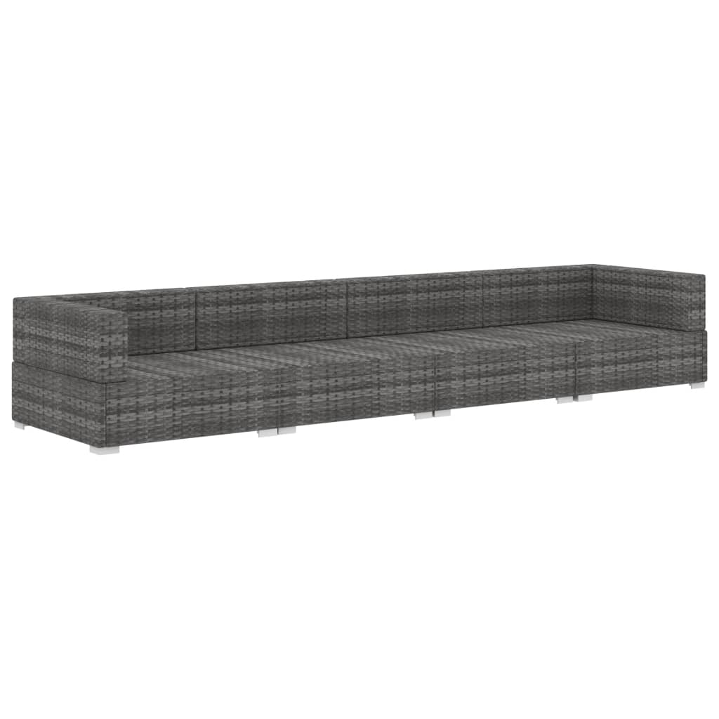 Salon de jardin 4 pcs avec coussins résine tressée gris - XIOS