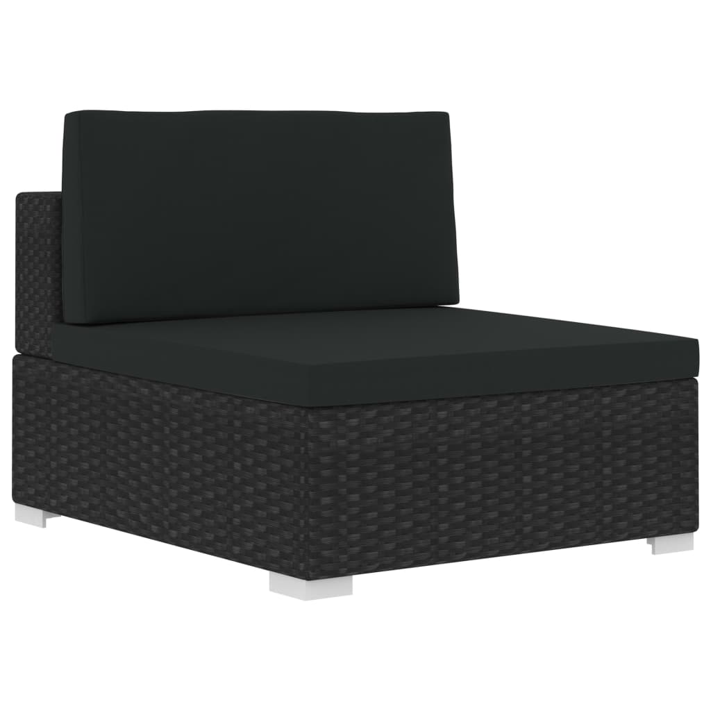 Salon de jardin 4 pcs avec coussins résine tressée noir - XIOS