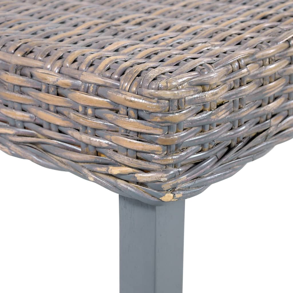 Banc 110 cm Gris Rotin naturel kubu et bois d'acajou massif - XIOS