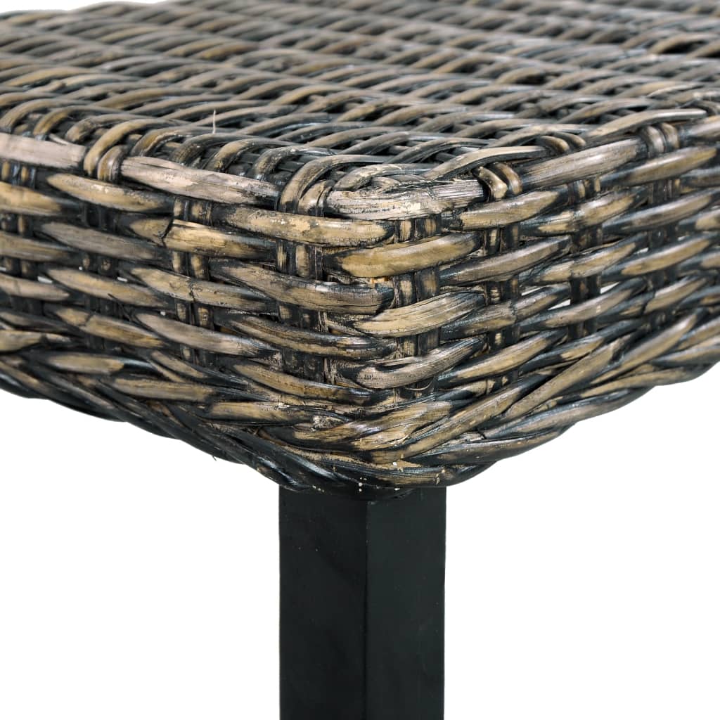 Banc 110 cm Noir Rotin naturel kubu et bois d'acajou massif - XIOS