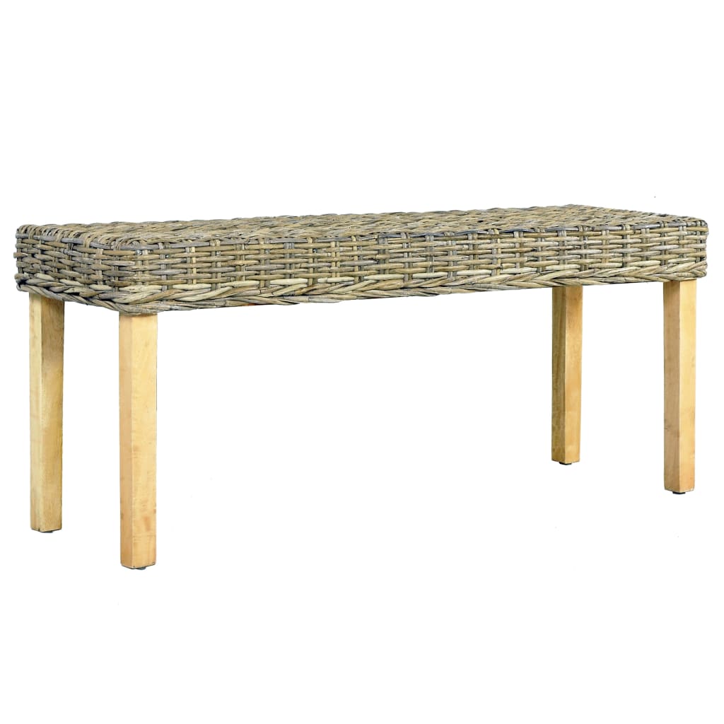 Banc 110 cm Rotin naturel kubu et bois d'acajou massif - XIOS