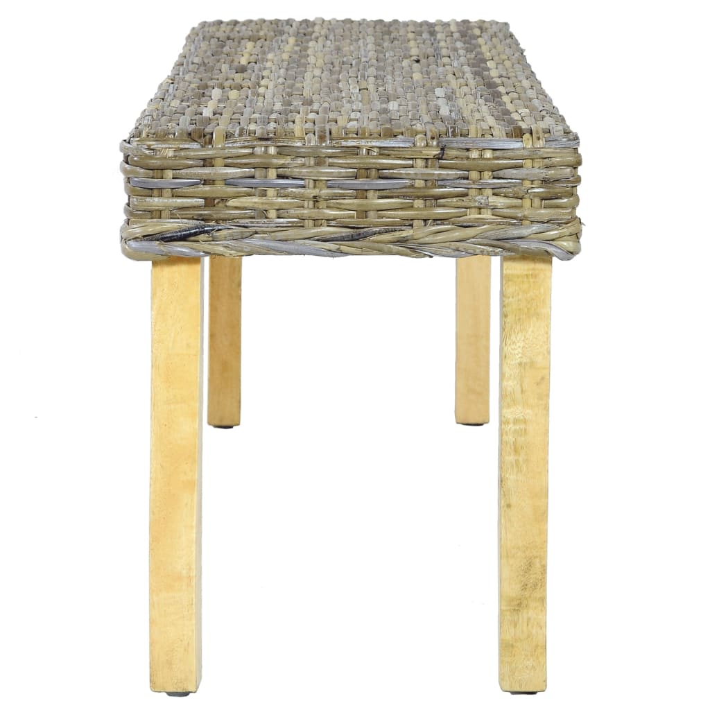 Banc 110 cm Rotin naturel kubu et bois d'acajou massif - XIOS