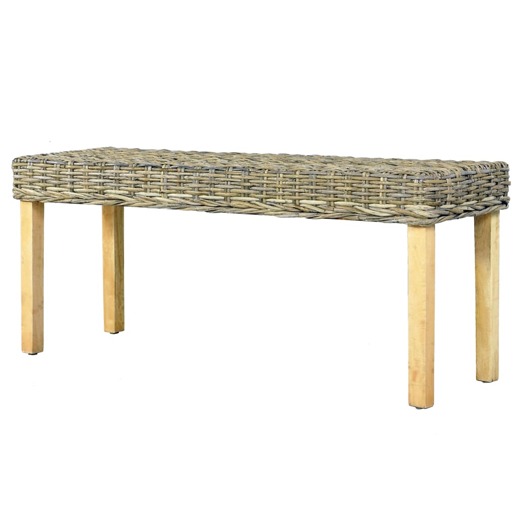 Banc 110 cm Rotin naturel kubu et bois d'acajou massif - XIOS