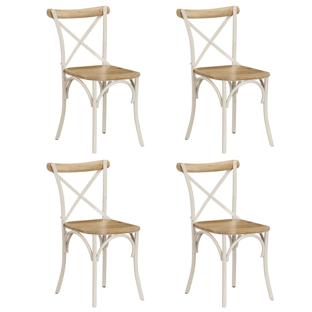 Chaises à dossier croisé lot de 4 blanc bois de manguier massif - XIOS