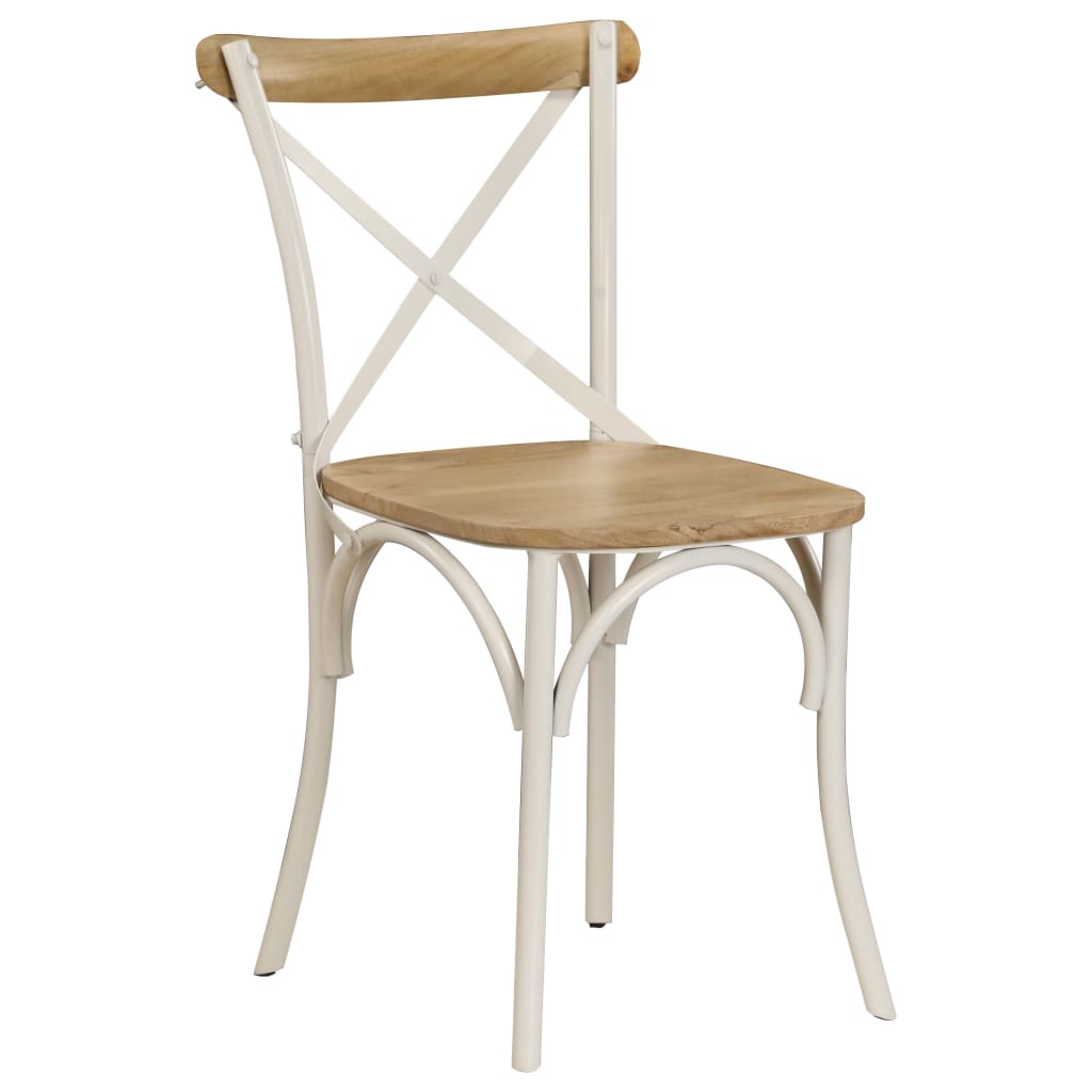 Chaises à dossier croisé lot de 4 blanc bois de manguier massif - XIOS
