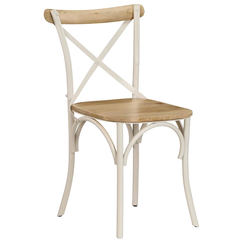 Chaises à dossier croisé lot de 4 blanc bois de manguier massif