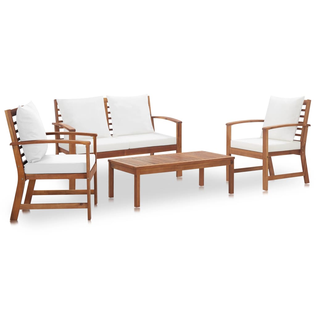 Salon de jardin avec coussins 4 pcs Bois d'acacia solide - XIOS