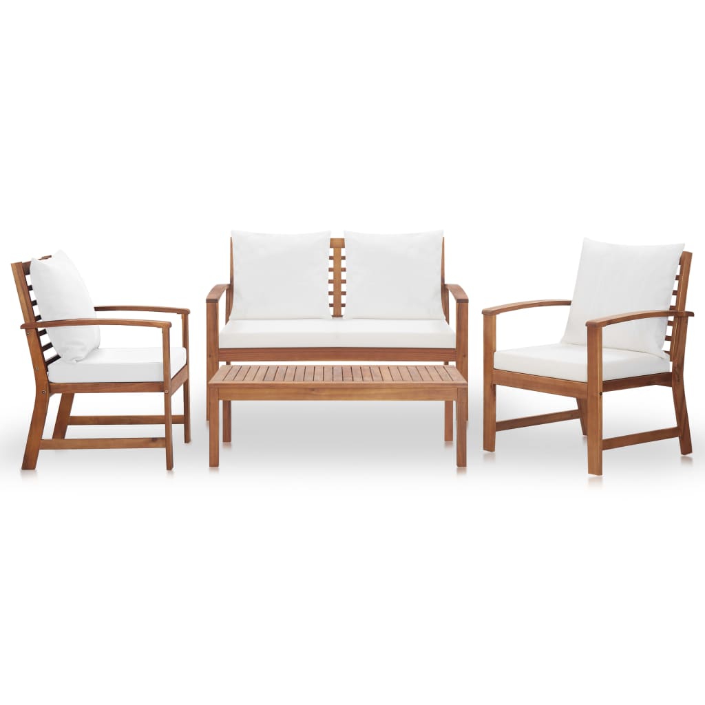 Salon de jardin avec coussins 4 pcs Bois d'acacia solide - XIOS