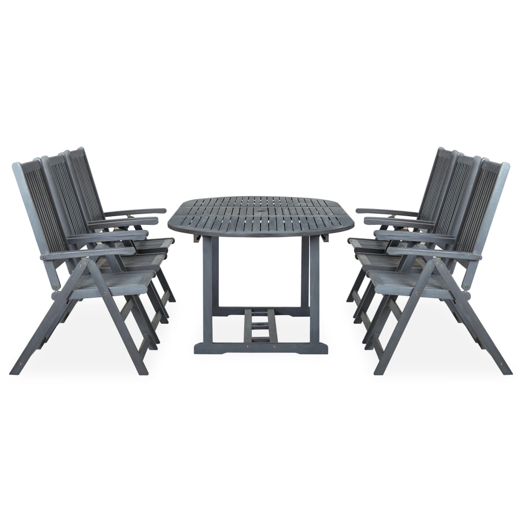 Ensemble à manger d'extérieur 7 pcs Bois d'acacia solide Gris - XIOS