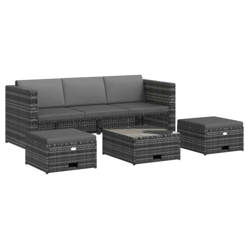 Salon de jardin 4 pcs avec coussins résine tressée gris - XIOS